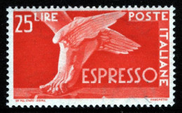 1945-Italia (MNH=**) Espresso L.25 Con Posizione Pregiata Di Filigrana "Capovolt - 1946-60: Nieuw/plakker