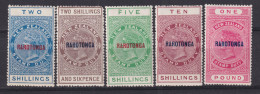 1921-Cook Isole Rarotonga (MLH=*) Fiscali Serie 5 Valori (il Valore Da 2,6sh. Pr - Cook