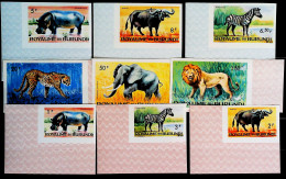 1964-Burundi  (MNH=**) Serie 15 Valori Non Dentellati Ippopotamo Zebra Bufalo Le - Sonstige & Ohne Zuordnung