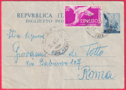 1954-biglietto Postale L.25 Auriga Con Affrancatura Supplementare Espresso L.50 - Ganzsachen