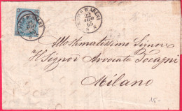 1865-piego Affrancato 20c.ferro Di Cavallo II^ Tipo Annullo S.Pier D'Arena Del 2 - Storia Postale