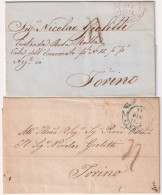 1854-LIVORNO C1 Bandelle Uno Verde E Uno Rosso Su 2 Lettere Complete Testo Per T - Ohne Zuordnung