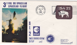 1985-U.S.A. Busta Commemorativa 3 Volo Spacelab Dal Cosmodromo Di Kourou (Guyana - 3c. 1961-... Briefe U. Dokumente