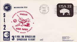 1985-U.S.A. Busta Commemorativa 3 Volo Spacelab Dal Cosmodromo Di Kourou (Guyana - 3c. 1961-... Cartas & Documentos