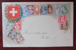Cpa Représentation Timbres Pays ; Suisse - Briefmarken (Abbildungen)