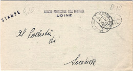 1944-piego A Stampa Con Bollo Per Emergenza "R.P.pagato"e Cifra 0,10 Manoscritta - Marcophilie