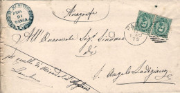 1882-stampato Affrancato Coppia 5c.annullo A Cannocchiale "Pavia" - Marcophilie