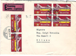 1953-Svizzera Espresso Per Milano Affrancata Coppia+quartina Del 20c. "Corriera  - Altri & Non Classificati