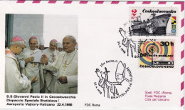 1990-Cecoslovacchia S.S. Giovanni Paolo II^dispaccio Volo Straordinario Aeroport - Aerogrammi