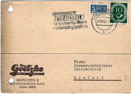 1952-Germania Affrancata 10pf.Corno Di Posta+vignetta - Covers & Documents