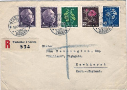 1948-Svizzera Raccomandata Diretta In Gran Bretagna Con Bella Affrancatura Multi - Postmark Collection