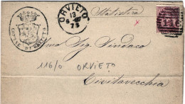 1887-piego Affrancato 10c.Umberto I Annullo A Linee E Annullo Ad Un Cerchio "Orv - Marcophilie