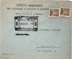 1947-due Pezzi Recapito Autorizzato L.1 Stemma Senza Fasci Su Lettera Del 24giu. - 1946-60: Poststempel