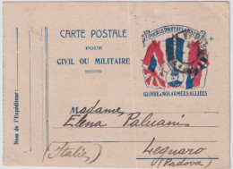 1918-Francia Carte Postale Pour Civil Ou Militaire Diretta A Legnaro Padova - Briefe U. Dokumente