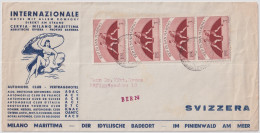 1955-San Marino Striscia Di Quattro L.3 Pugilato Su Lettera Per La Svizzera Hote - Storia Postale