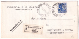 1963-Michelangiolesca Lire 115 Isolato Su Piego Raccomandato Domodossola (19.12) - 1961-70: Marcophilie