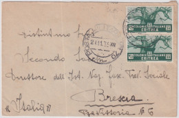 1936-Eritrea Coppia 25c.Baobab Posta Militare N.70 Su Lettera - Erythrée