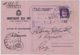 1944-RSI Imperiale Sopr.c.50 Su Avviso Ricevimento Castelmassa (4.8) - Poststempel