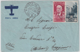 1936-Eritrea Lettera Affr. L.1 + Etiopia 50c. Effigie Di V.E.III Annillo Posta M - Eritrea