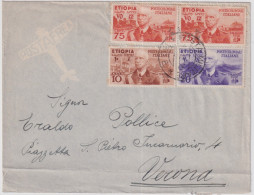 1936-Etiopia Lettera Affr.10c.+20c+ Coppia 75c. Effigie Di V.E.III Annullo Posta - Aethiopien