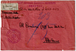 1940-raccomandata Da Posta Militare 1067 Bollo Comando XXV^gruppo Cannoni Da 105 - La Garenne Colombes