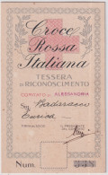 1927-CRI Tessera Di Riconoscimento Comitato Di Alessandria - Cartes De Membre