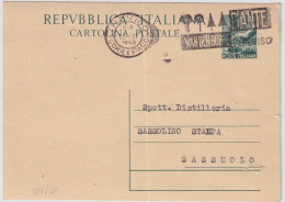 1949-Van Den Borre Piante Treviso Annullo Maccanico Su Cartolina Postale L.12 - 1946-60: Poststempel