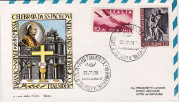1968-Natale Paolo VI Tra I Lavoratori Italsider, Volo Taranto Roma - Luftpost
