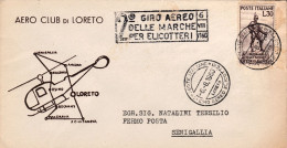 1960-2 Giro Aereo Delle Marche Per Elicotteri Tratta Loreto Senigallia Coppa "Sa - Poste Aérienne