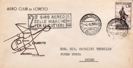 1960-2 Giro Aereo Delle Marche Per Elicotteri Tratta Loreto Osimo Coppa "Santa C - Luftpost