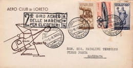 1960-2 Giro Aereo Delle Marche Per Elicotteri Tratta Loreto Macerata Coppa "Sant - Luftpost