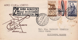 1960-2 Giro Aereo Delle Marche Per Elicotteri Tratta Loreto Civitanova Marche Co - Poste Aérienne