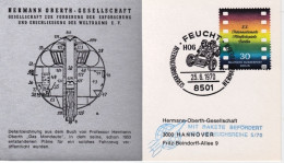 1970-Germania Berlino Cartoncino Hermann Oberth Gesellschaft Mit Rakete Beforder - Cartas & Documentos