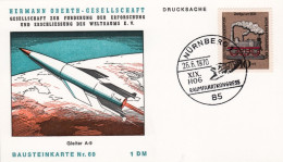 1970-Germania Berlino Cartoncino Hermann Oberth Gesellschaft Bausteinkarte N.60  - Storia Postale