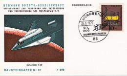 1970-Germania Cartoncino Hermann Oberth Gesellschaft Bausteinkarte N.61 Cachet N - Brieven En Documenten