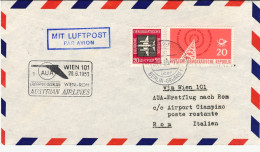 1958-Germania DDR I^volo AUA 1 Vienna Roma Del 28 Giugno - Storia Postale