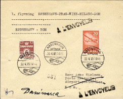 1949-Danimarca Cat.Pellegrini N.297 Euro 90, Copenhagen-Praga-Vienna-Milano-Roma - Posta Aerea