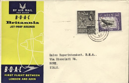 1957-Aden Cat.Pellegrini N.753 Euro 120, I^volo BOAC Aden-Roma Del 24 Agosto - Luftpost