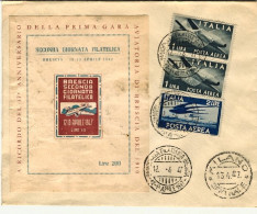 1947-busta Affr. Posta Aerea Coppia L.1+L.2 Democratica Annullo Di Brescia 2^ Gi - 1946-60: Poststempel
