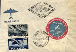 1947-cat.Pellegrini N.166 Euro 80, Volo Milano-Biella Affr. Posta Aerea L.1+L.2  - Luftpost