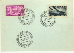 1949-cartolina Postale Affrancata L.4 Risorgimento+posta Aerea L.1 Stretta Di Ma - 1946-60: Marcophilia