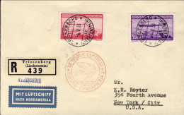 1936-Liechtenstein Busta Raccomandata Per Gli U.S.A. Affr. S.2v."dirigibile Hind - Poste Aérienne