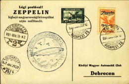 1931-Ungheria Hungary Magyar Crociera Zeppelin In Ungheria, Cartolina Affr. Con  - Ungarn