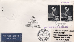 Vaticano-1965 Volo Lufthansa Milano Dusserdolf Del 24 Giugno - Airmail