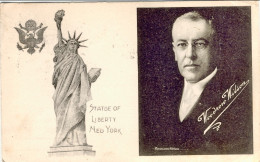 1919-cartolina Illustrata Statua Della Liberta' New York/presidente U.S.A. Wilso - Personajes