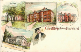 1896circa-U.S.A. Con Quattro Vedute "Greetings From Harvard" - Postal History