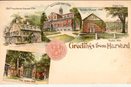 1896circa-U.S.A. Con Quattro Vedute "Greetings From Harvard" - Marcophilie