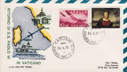 1970-volo Di Rientro In Vaticano Da Cagliari Di S.S.Paolo VI (violentemente Cont - 1971-80: Marcophilia