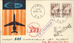 1959-Finlandia I^volo SAS Stoccolma Milano Posta Da TURKU Finlandia (50 Pezzi Tr - Cartas & Documentos