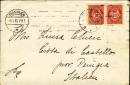 1913-Norvegia Busta Affrancata Coppia 10o.Corno Di Posta Diretta A Citta' Di Cas - Sonstige & Ohne Zuordnung